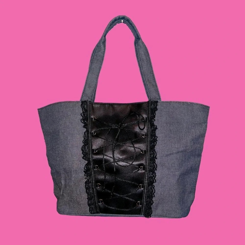 Victoria’s Secret VS Chambray Corset Tote Handbag, Preowned